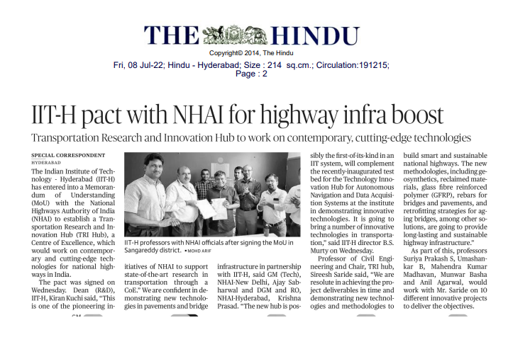 ​IITH pacts with NHAI for infra boost to highways