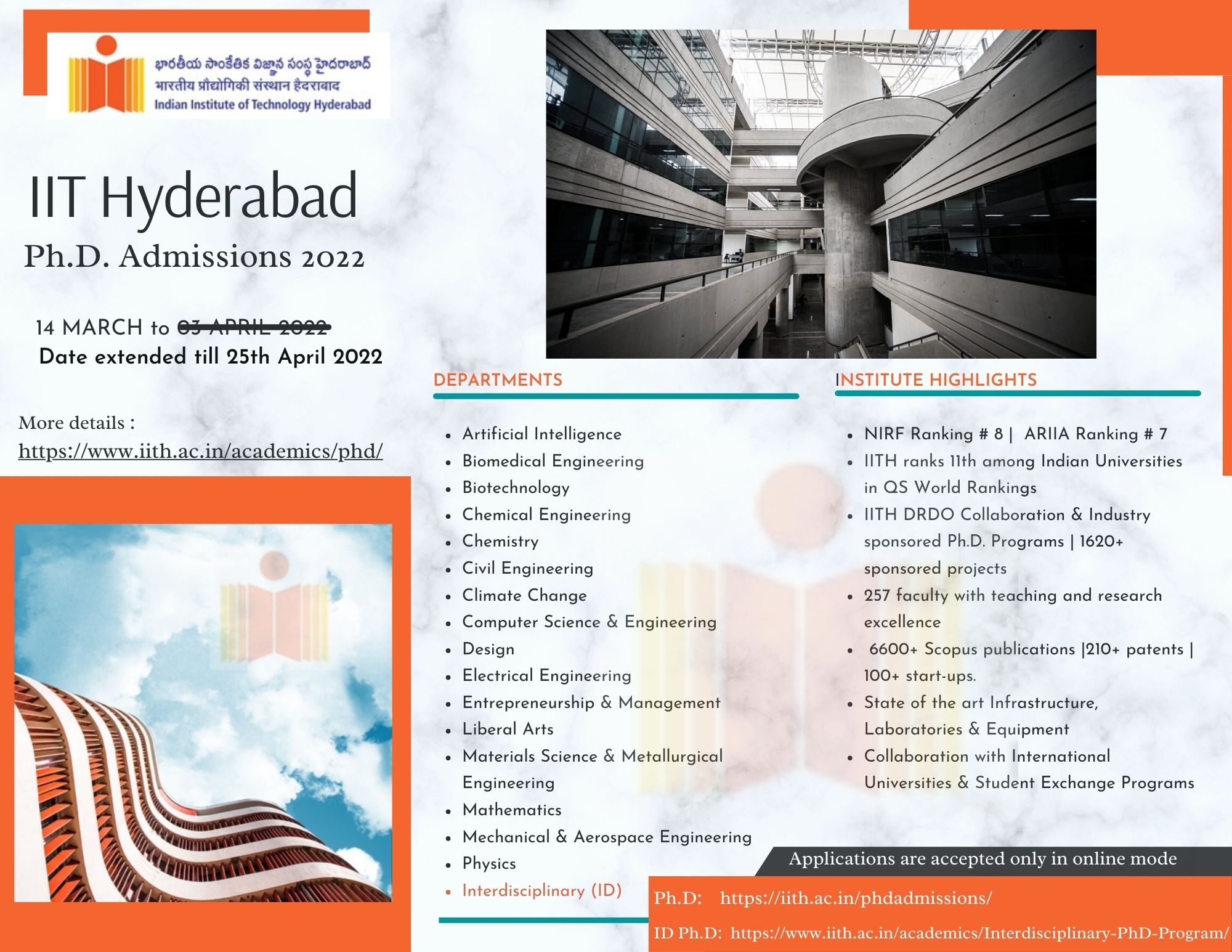 phd admission 2022 in hyderabad