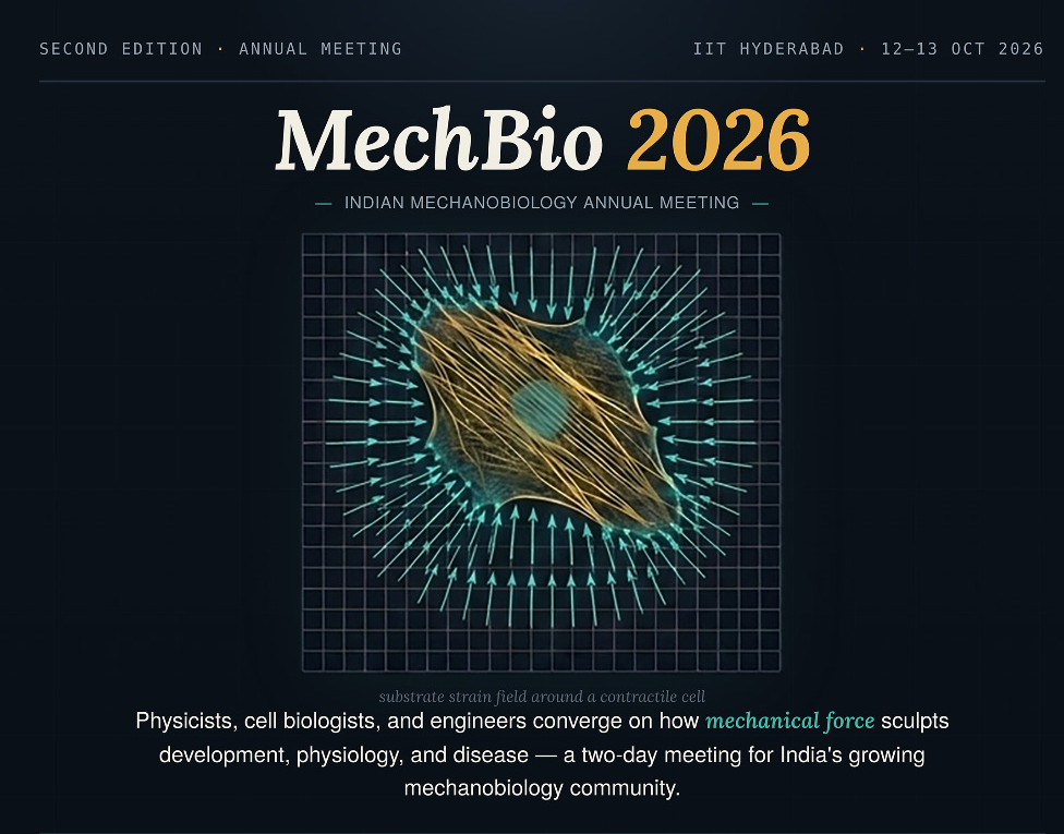 Excited to announce the 2nd Indian Mechanobiology Meeting (#MechBio2026) at @IITHyderabad on 12–13 October 2026! 🔬