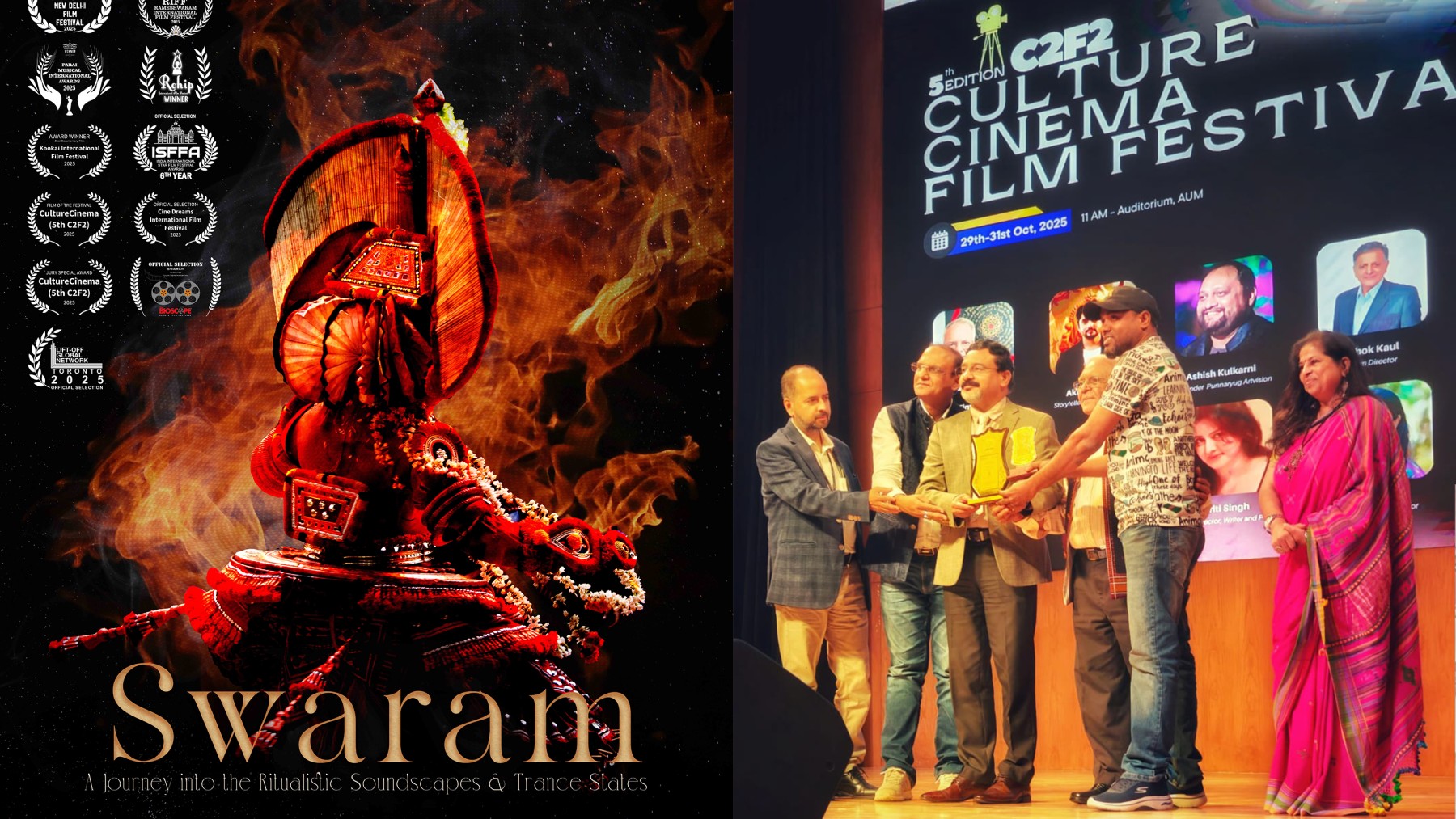 Mr. Lijin Lohithakshan (IIT Hyderabad Alumnus) Wins Best Documentary & Film of the Festival Awards for SWARAM at Culture Cinema Film Festival 2025