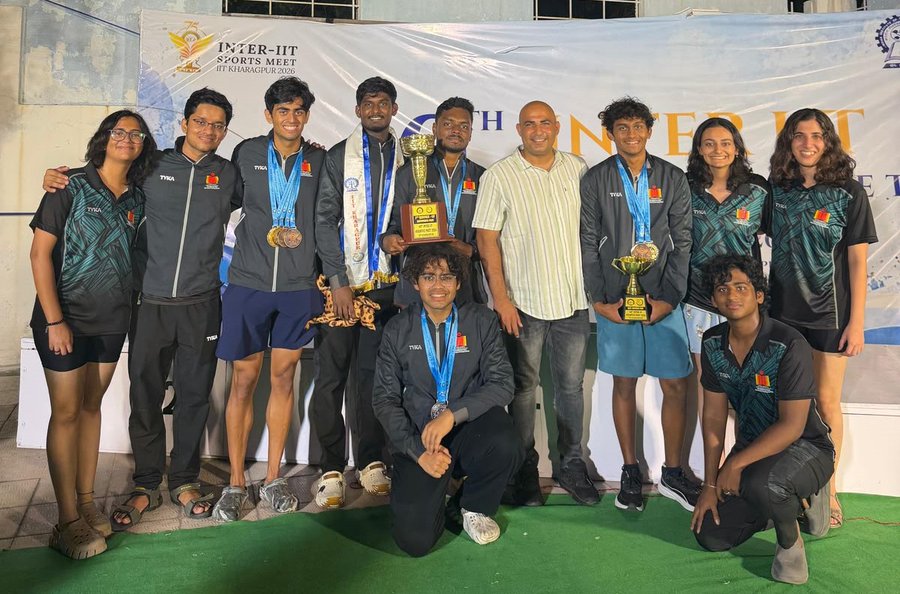 IIT Hyderabad Excels at the 40th Inter IIT Aquatics Meet 2026 | Our swimming team secured 2nd Runner-up in the Men’s Swimming Championship at IIT Kharagpur, winning 5 Gold, 1 Silver & 3 Bronze medals, along with two 4th-place finishes.