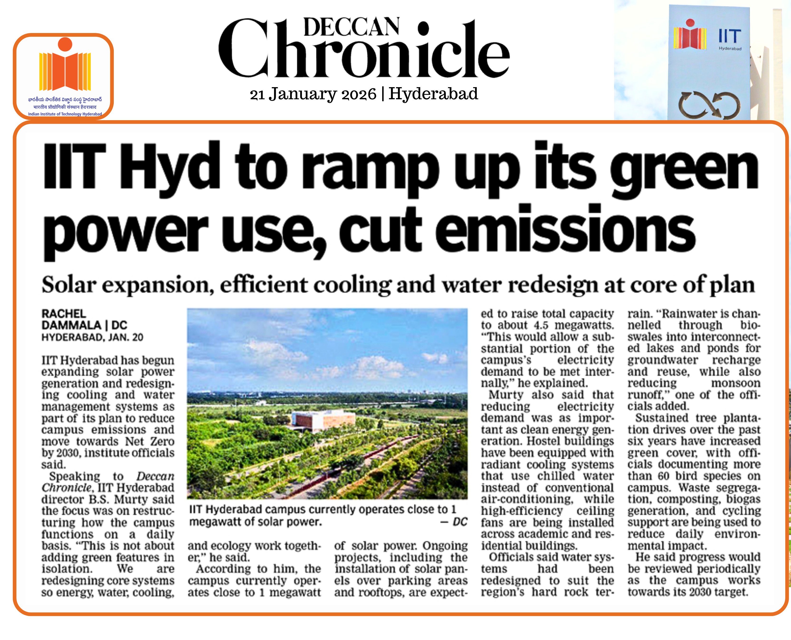 IIT Hyd To Ramp Up Its Green Power Use, Cut Emissions