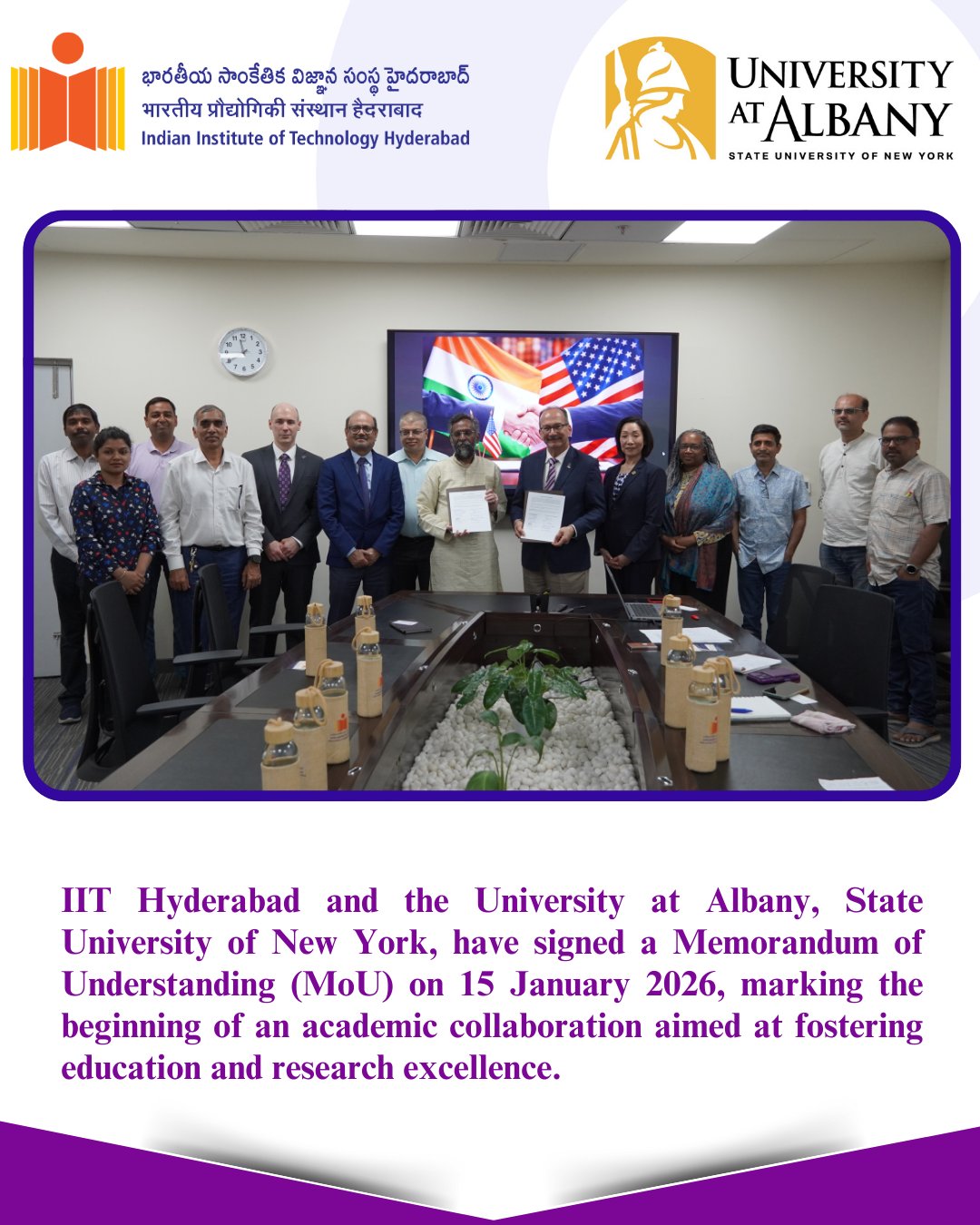 IIT Hyderabad Signs MoU with University at Albany, SUNY