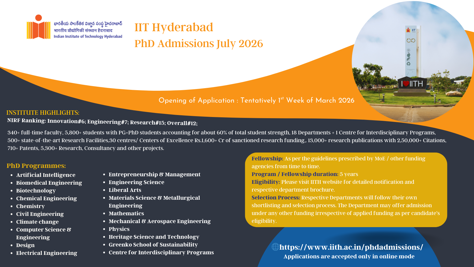 PhD Admissions for July 2026 opening shortly